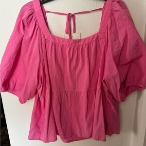 A.n.a Pink Puff Sleeve Top